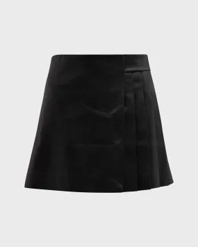 Toni Vegan Leather Asymmetric Pleated Mini Skirt