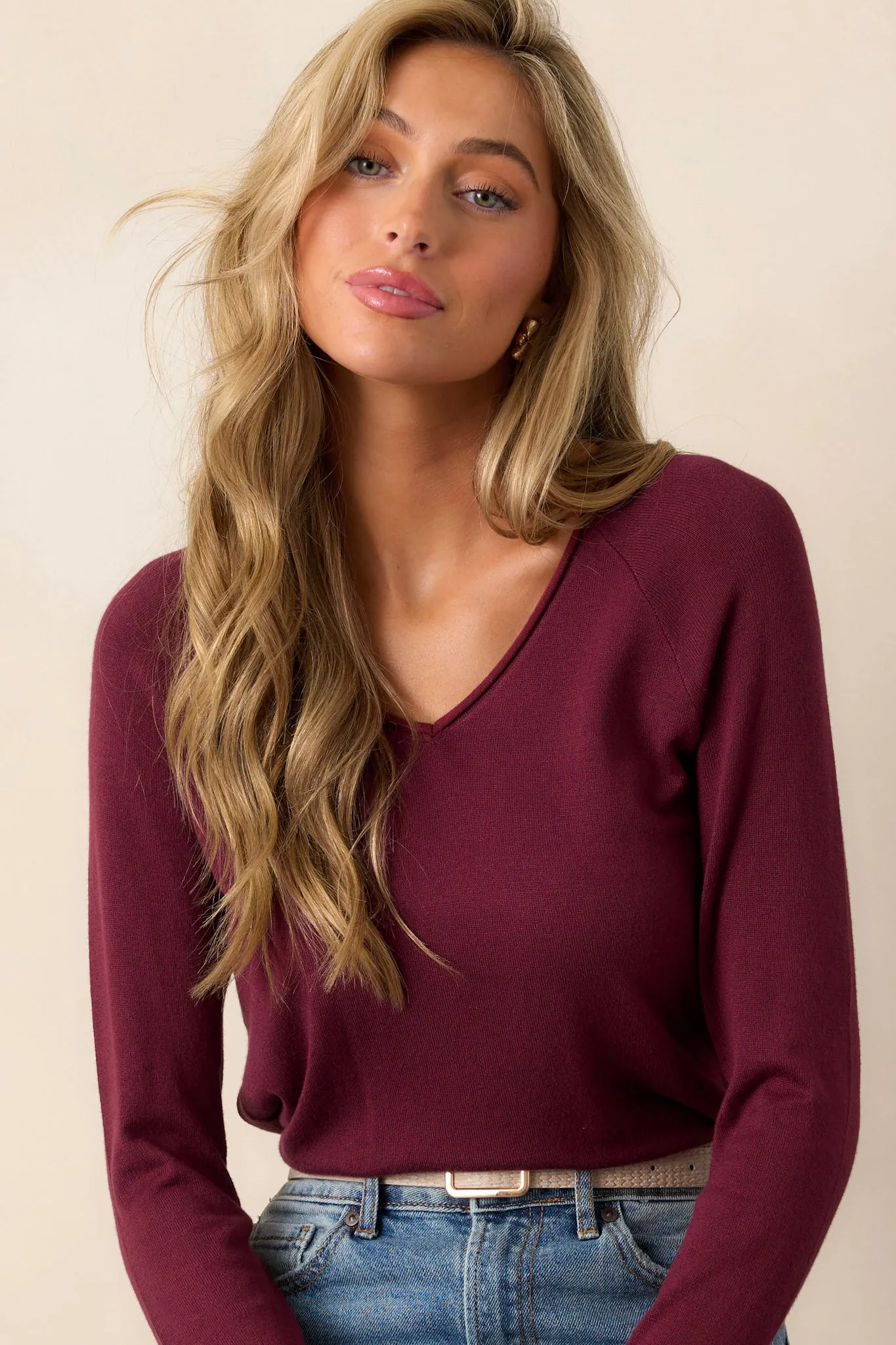 Traveling Far Wine Purple Knit Sweater