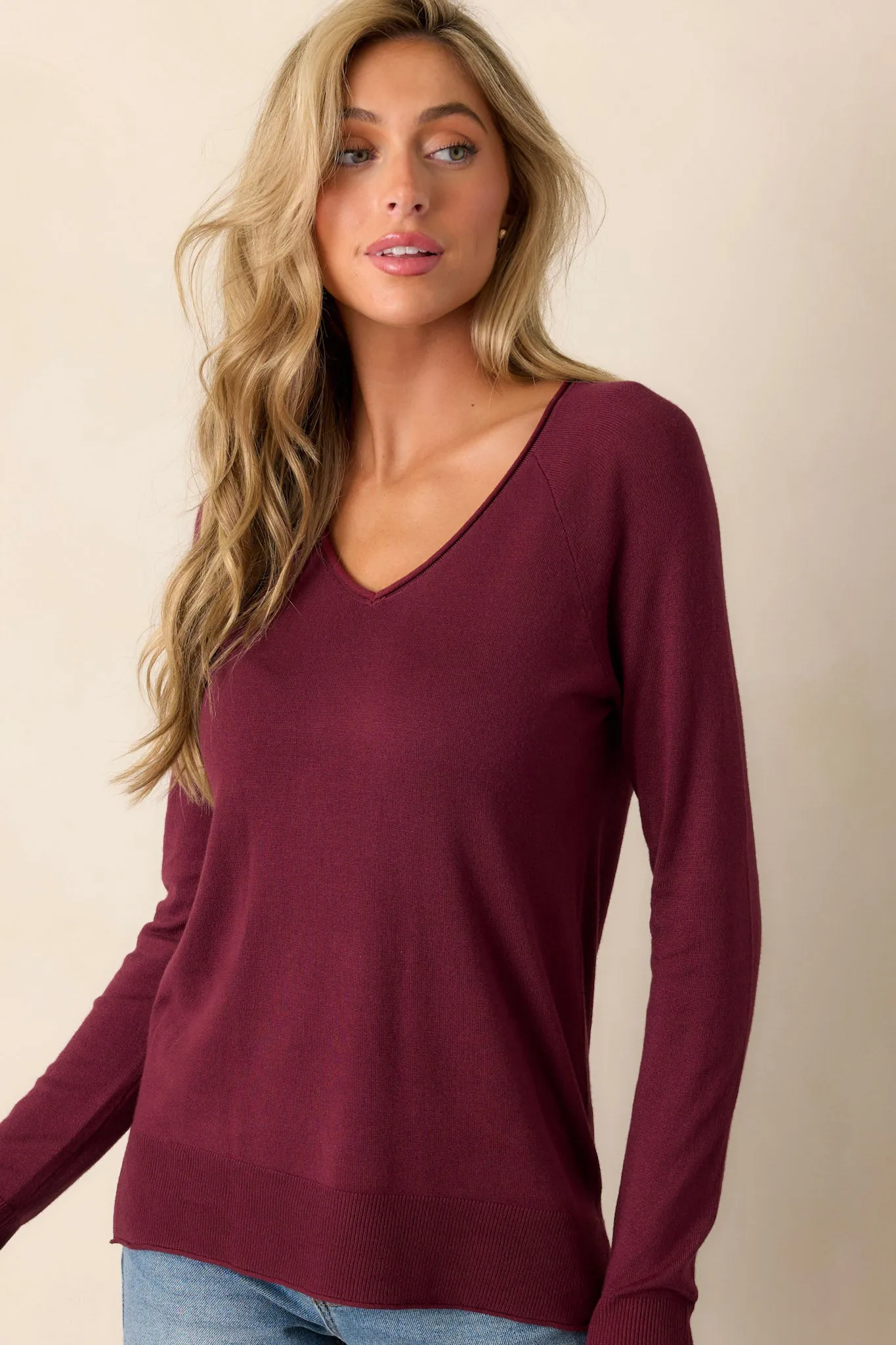 Traveling Far Wine Purple Knit Sweater