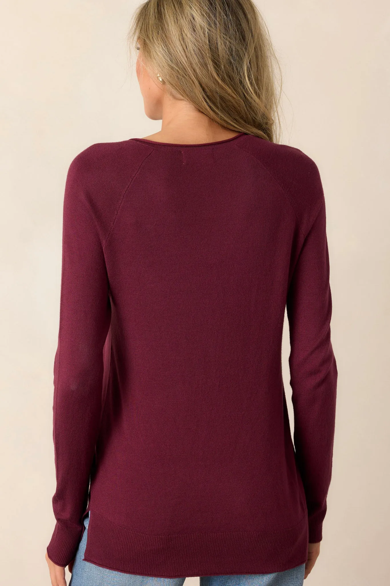 Traveling Far Wine Purple Knit Sweater