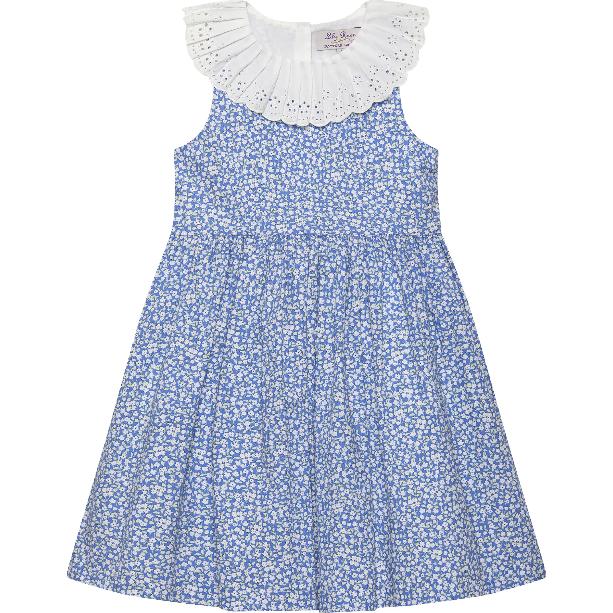 Trotters London Francesca Mini Floral Dress, Mini Blue Floral