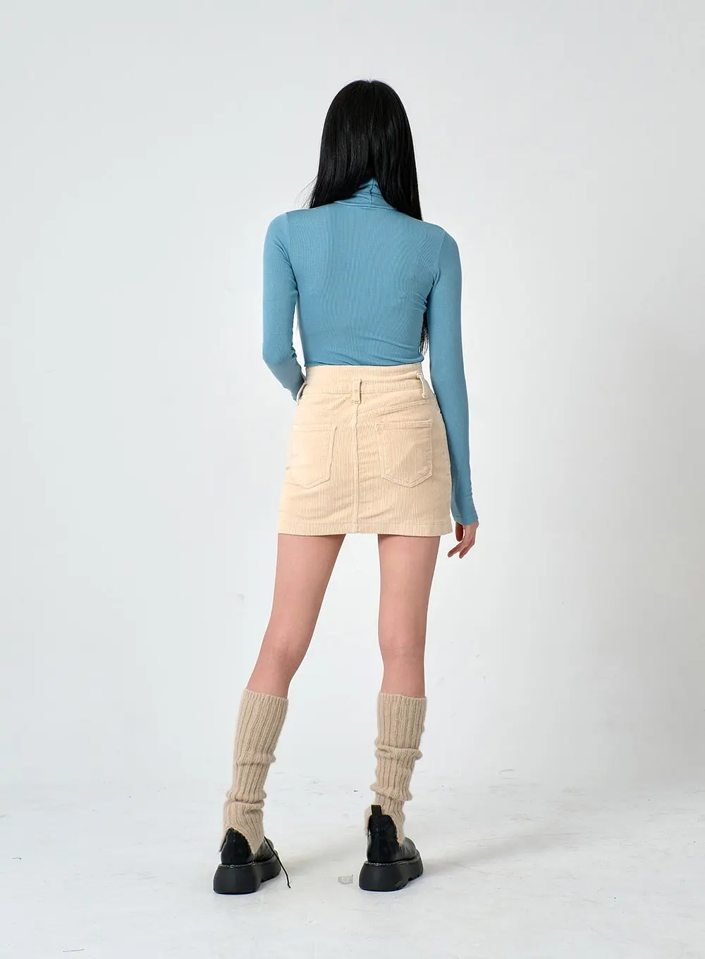 Two Button Corduroy Mini Skirt ON29