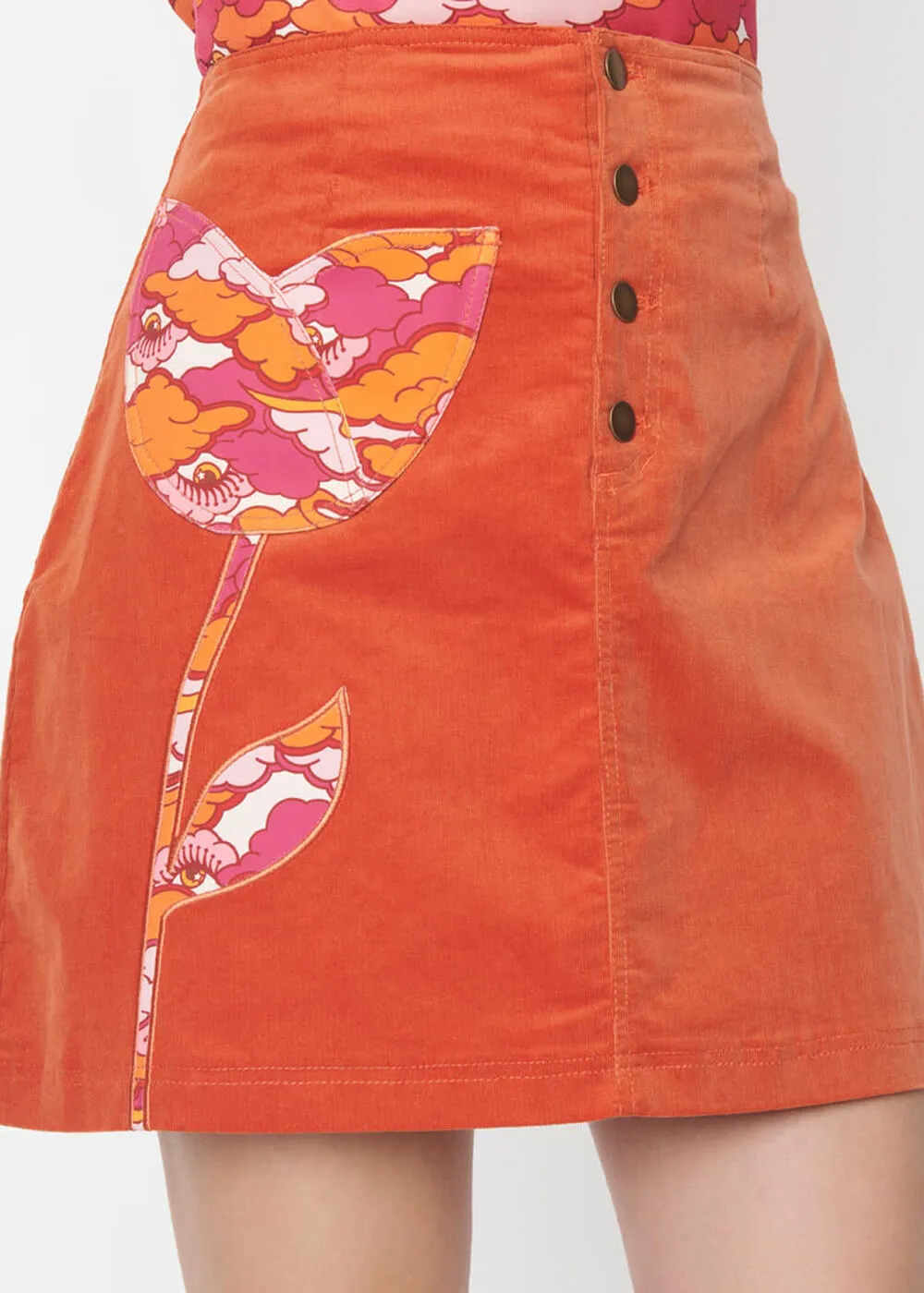 Unique Vintage Smak Parlor Tulip Psychedelic 60's Mini Skirt Orange