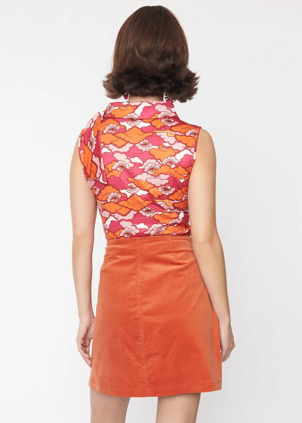 Unique Vintage Smak Parlor Tulip Psychedelic 60's Mini Skirt Orange