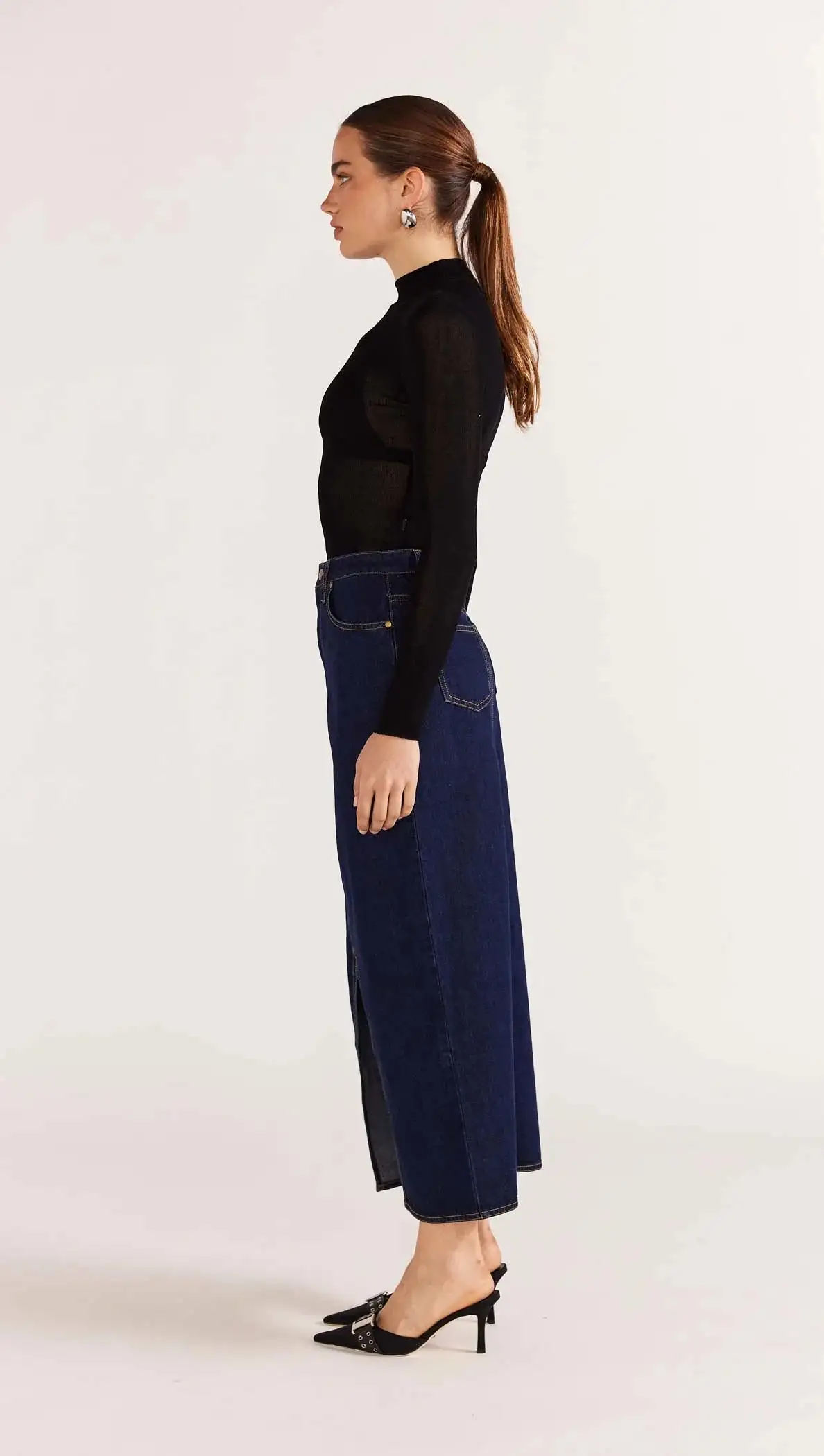 Vara Denim Midi Skirt - Indigo