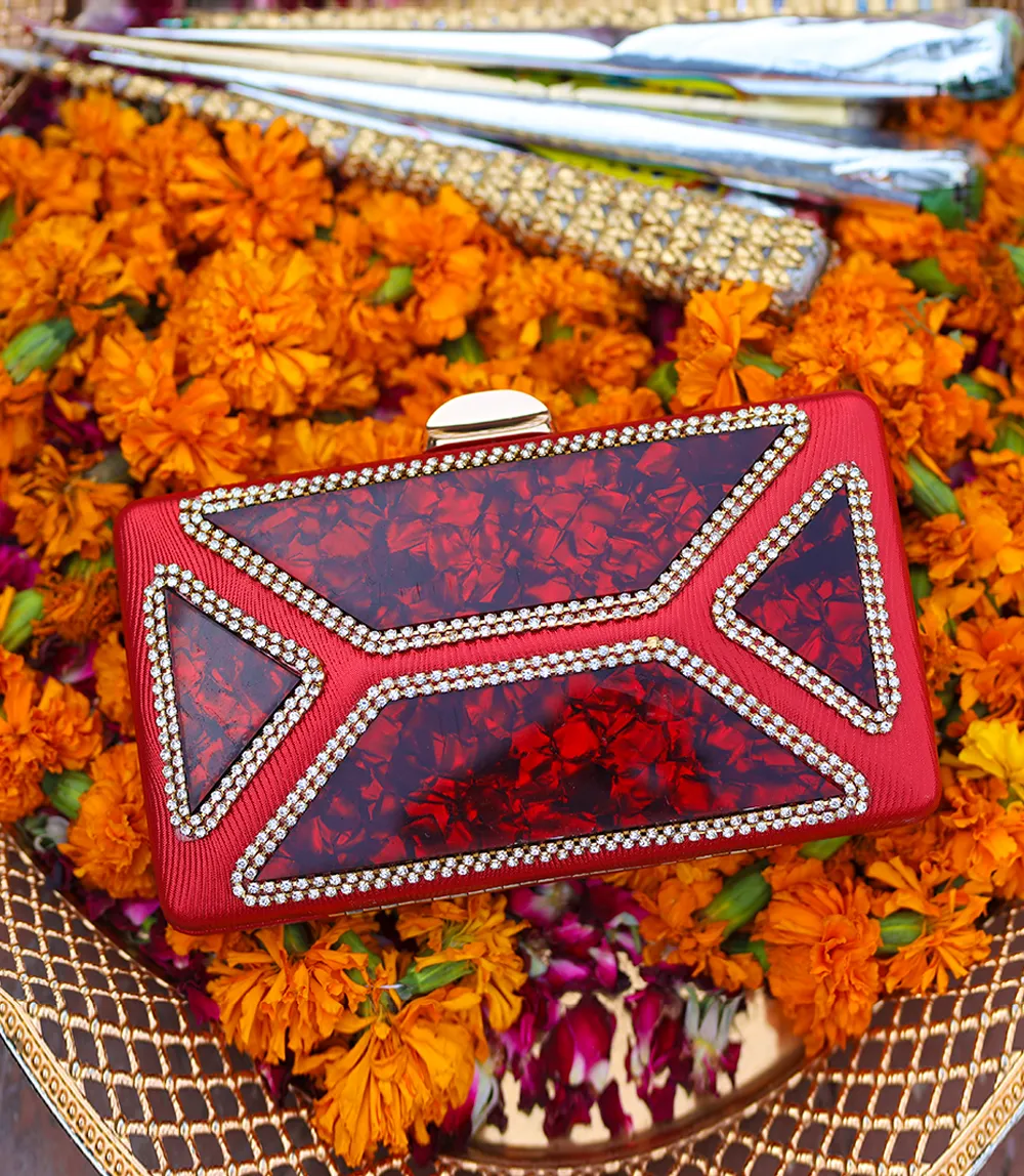 WB2502-RED-Women Snazzy Clutch