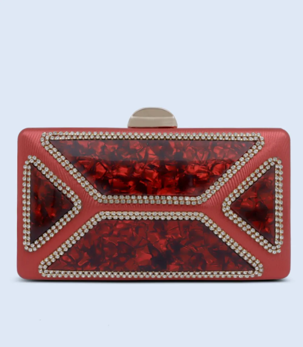 WB2502-RED-Women Snazzy Clutch