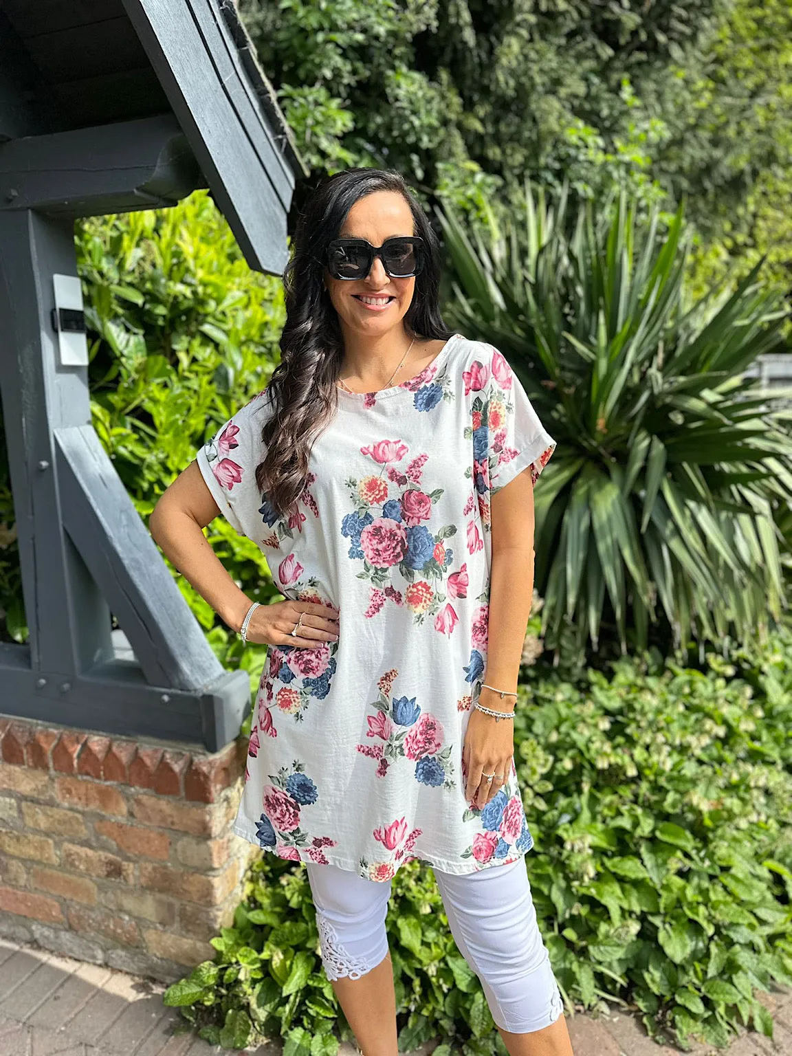 White Floral Bloom Tunic Toni