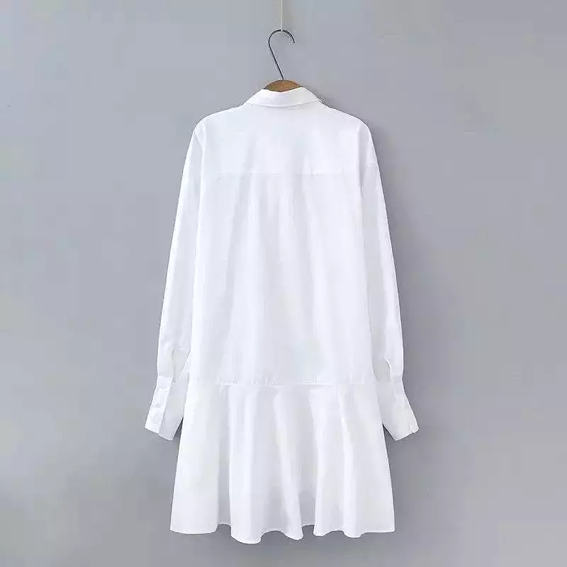 White Loose Fit Shirt Dress