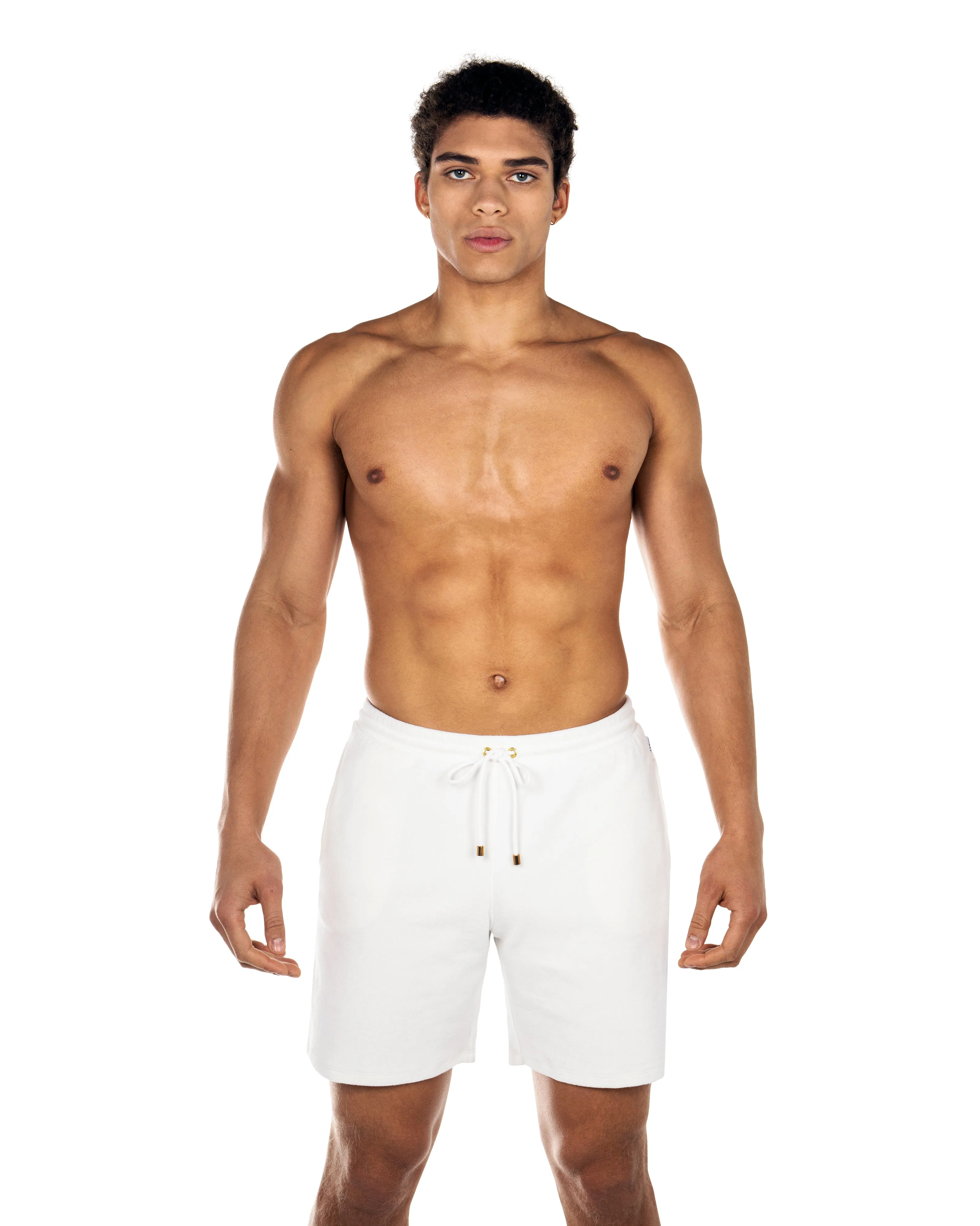 White Riviera terry shorts