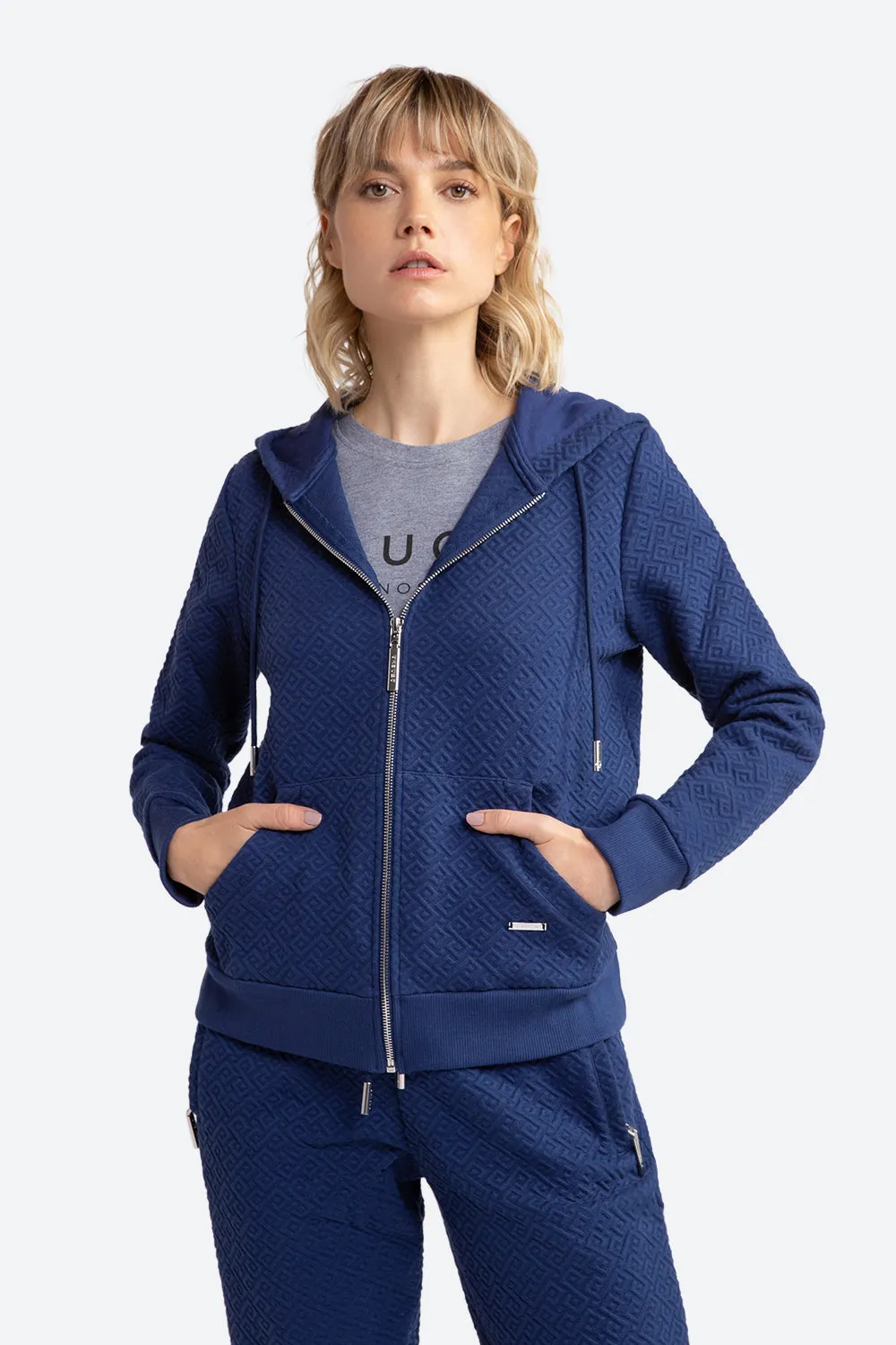 Women's Alsina Gaucho Pattern Zip Hoodie in Navy