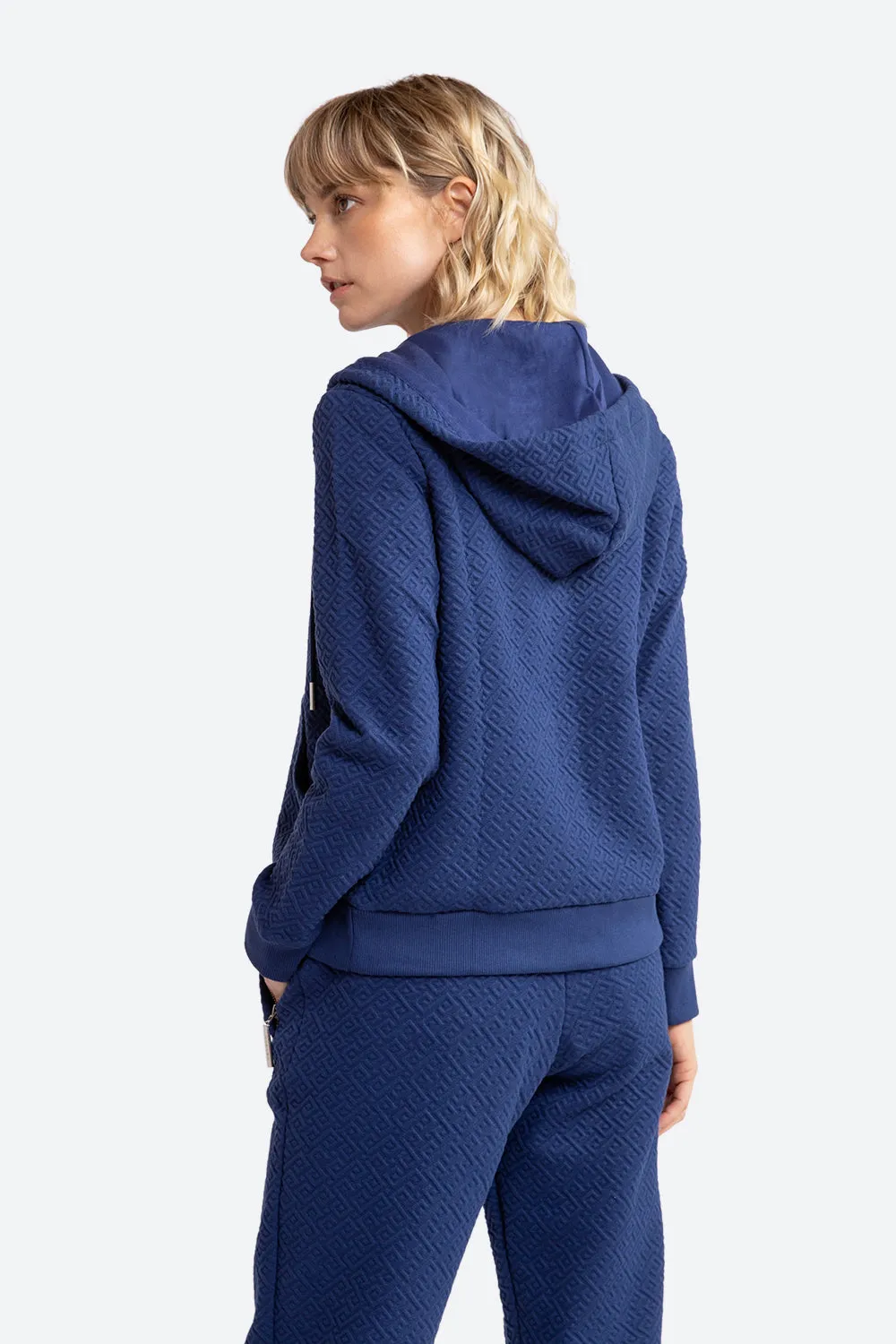 Women's Alsina Gaucho Pattern Zip Hoodie in Navy