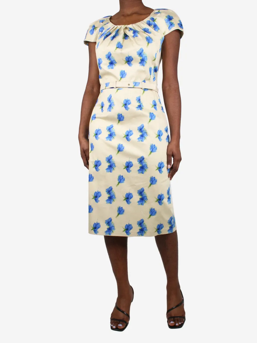   Yellow floral dress with belt - size US 10