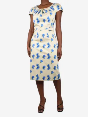   Yellow floral dress with belt - size US 10