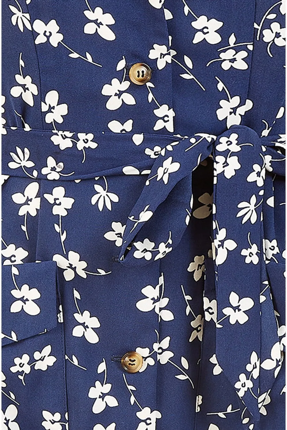 Yumi Navy Daisy Print Retro Shirt Dress