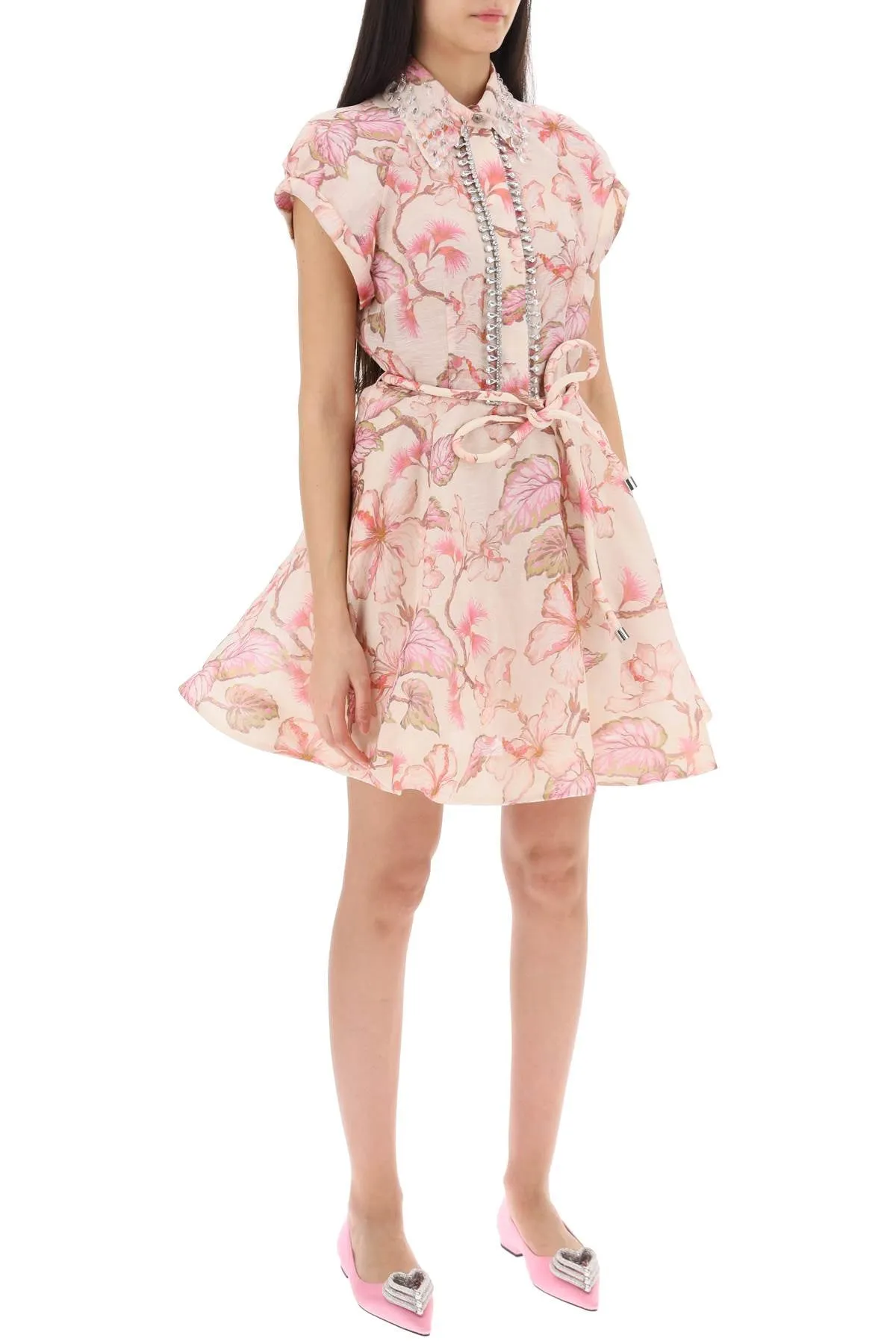 Zimmermann             Matchmaker Flip Floral Dress With Appliqués   Pink