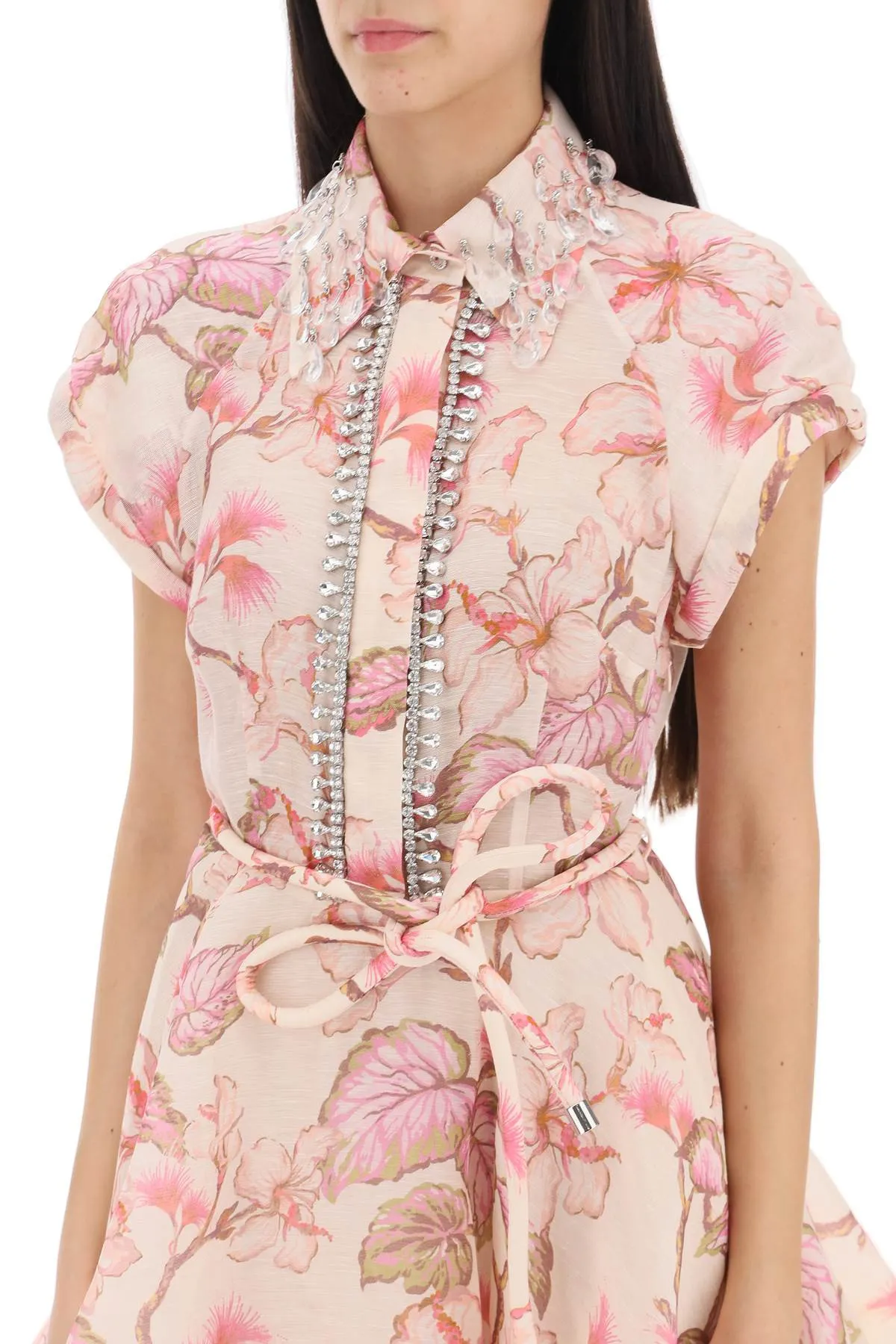 Zimmermann             Matchmaker Flip Floral Dress With Appliqués   Pink